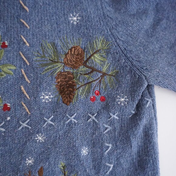 Vintage Croft & Barrow Bird Embroidered Zip Cardigan Grandmacore Cottagecore S - Picture 9 of 10